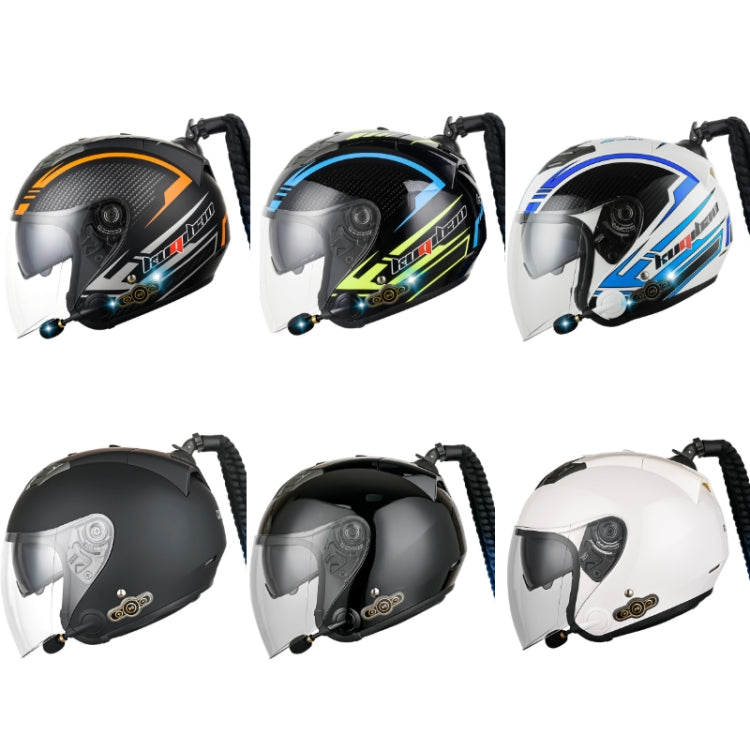 KUQIBAO Motorcycle Bluetooth Headset Double Lens Helmet With Braid, Size: L(Fruits Black Phantom Fiber) - free shipping - PMC TechLife - Order now!