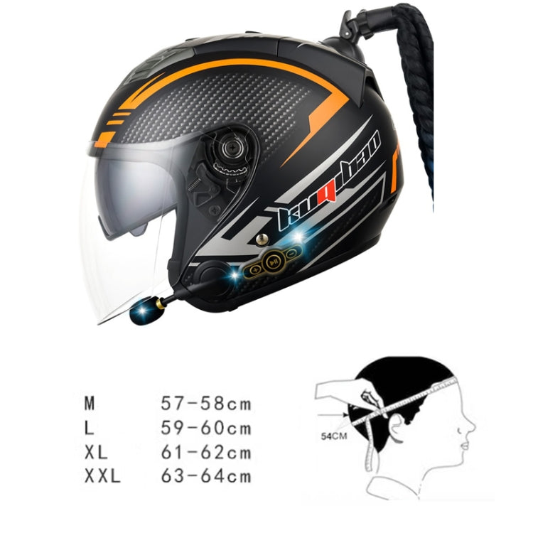 KUQIBAO Motorcycle Bluetooth Headset Double Lens Helmet With Braid, Size: XXL(White) - Helmets by KUQIBAO | Online Shopping South Africa | PMC Jewellery | Buy Now Pay Later Mobicred