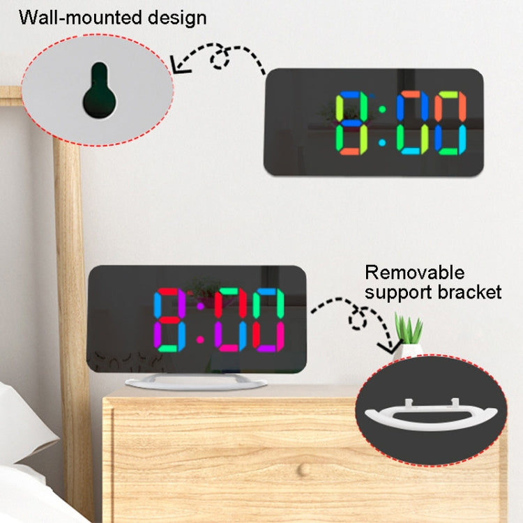 TS-8201 LED Digital Mirror Alarm Clock Big Screen Dual USB Desktop Table Clock, Color: RGB Display White Shell - free shipping - PMc TechLife - Order now!