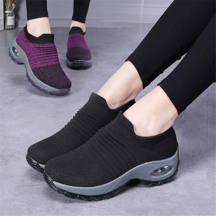 Sock Sneakers Women Walking Shoes  Air Cushion Casual Running Shoes, Size: 39(Blue -gray) - Flat Shoes by PMC Jewellery | Online Shopping South Africa | PMC Jewellery