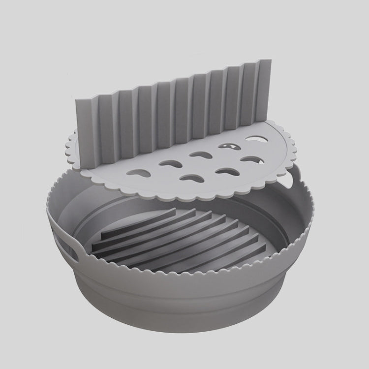 Round 2 Layer Air Fryer Silicone Basket Reusable Foldabl Air Fryer Mold Liner Tray(Gray) - Baking mat & Bakewares by PMC TechLife | Online Shopping South Africa | PMC TechLife