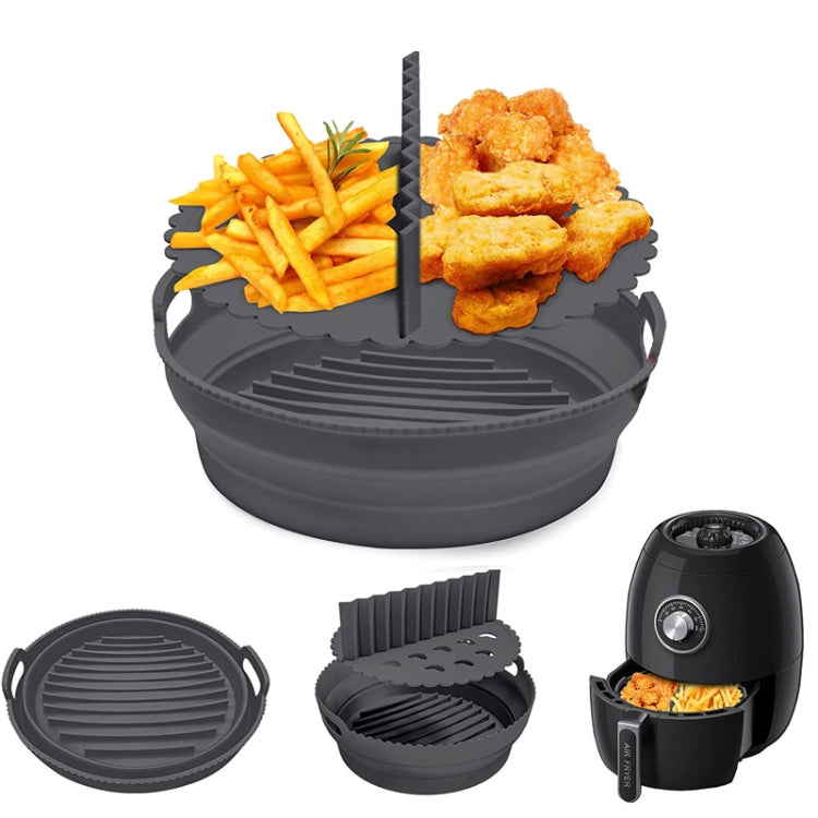 Round 2 Layer Air Fryer Silicone Basket Reusable Foldabl Air Fryer Mold Liner Tray(Gray) - Baking mat & Bakewares by PMC Jewellery | Online Shopping South Africa | PMC Jewellery