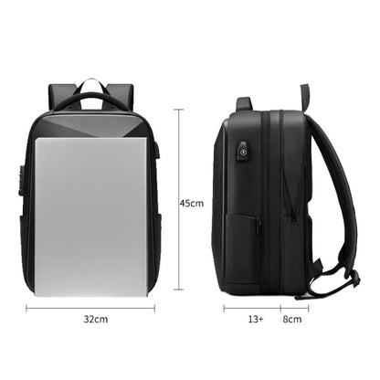 EVA Hard Shell Expandable Laptop Backpack with USB Port Multifunctional Business Travel Backpack(Black) - Backpack by PMC Jewellery | Online Shopping South Africa | PMC Jewellery | Buy Now Pay Later Mobicred