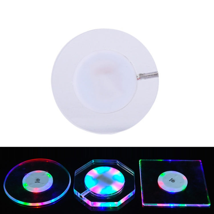 100x10mm Round USB Charging LED Light Up Acrylic Coaster Transparent Crystal Base(Colorful Light) - Car Drink Holders by PMC Jewellery | Online Shopping South Africa | PMC Jewellery | Buy Now Pay Later Mobicred