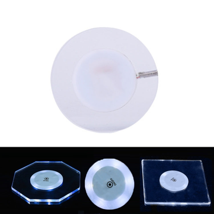 100x10mm Round USB Charging LED Light Up Acrylic Coaster Transparent Crystal Base(White Light) - Car Drink Holders by PMC Jewellery | Online Shopping South Africa | PMC Jewellery | Buy Now Pay Later Mobicred