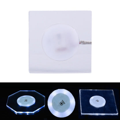 100x10mm Square USB Charging LED Light Up Acrylic Coaster Transparent Crystal Base(White Light) - Car Drink Holders by PMC Jewellery | Online Shopping South Africa | PMC Jewellery | Buy Now Pay Later Mobicred