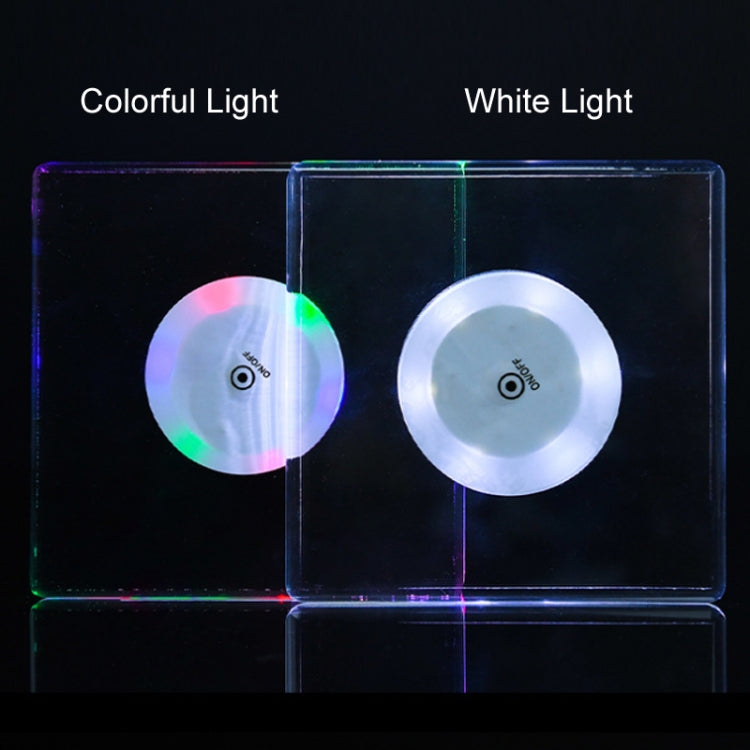 100x10mm Octagonal USB Charging LED Light Up Acrylic Coaster Transparent Crystal Base(White Light) - Car Drink Holders by PMC TechLife | Online Shopping South Africa | PMC TechLife | Buy Now Pay Later Mobicred