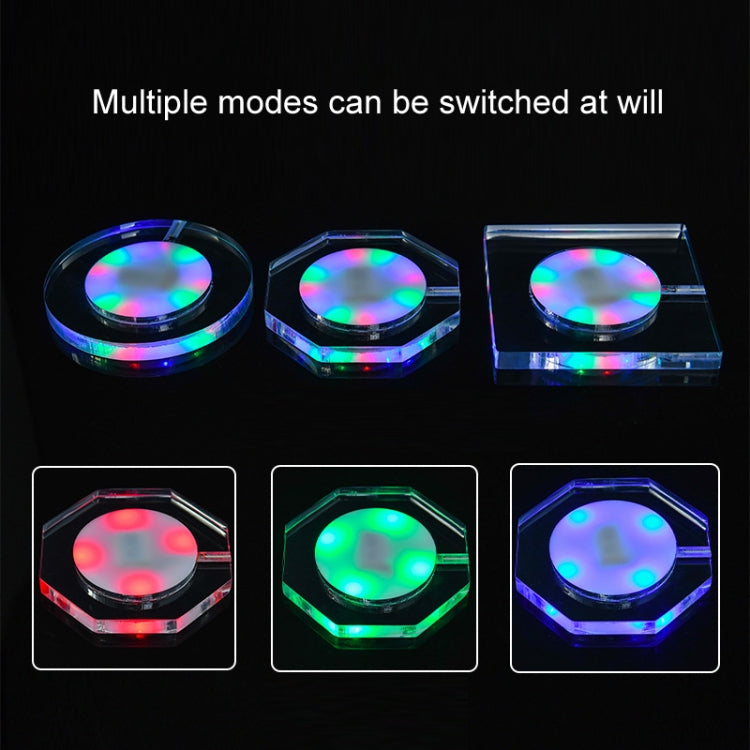 100x10mm Round USB Charging LED Light Up Acrylic Coaster Transparent Crystal Base(Colorful Light) - Car Drink Holders by PMC TechLife | Online Shopping South Africa | PMC TechLife | Buy Now Pay Later Mobicred