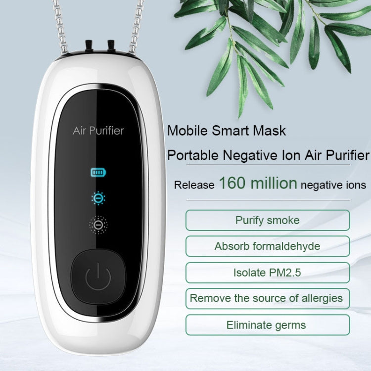Upgrade Dual-brush Negative Ion Air Purifier Neck Small Portable Air Purifier, Style: Chain Model (White) - free shipping - PMC TechLife - Order now!