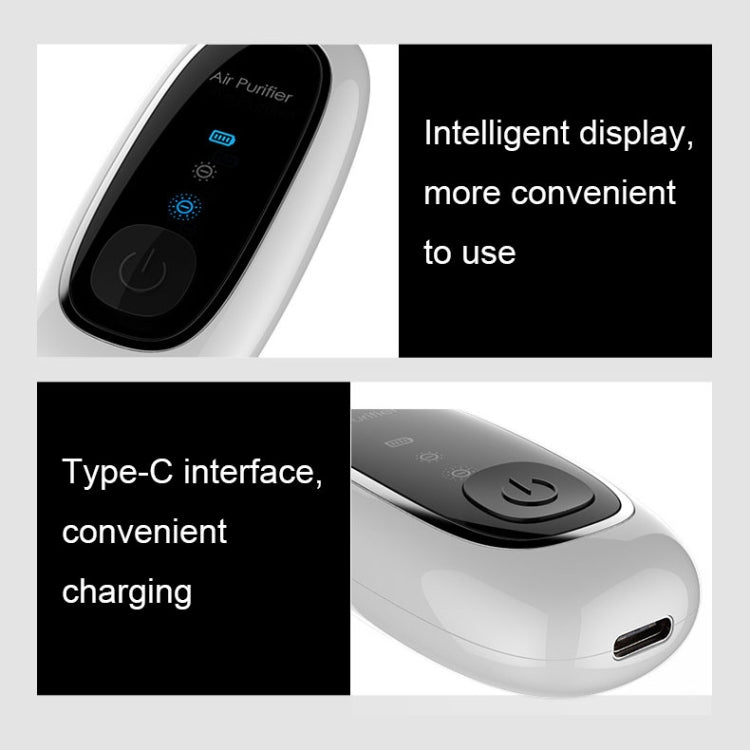 Upgrade Dual-brush Negative Ion Air Purifier Neck Small Portable Air Purifier, Style: Rope Model (White) - free shipping - PMC TechLife - Order now!