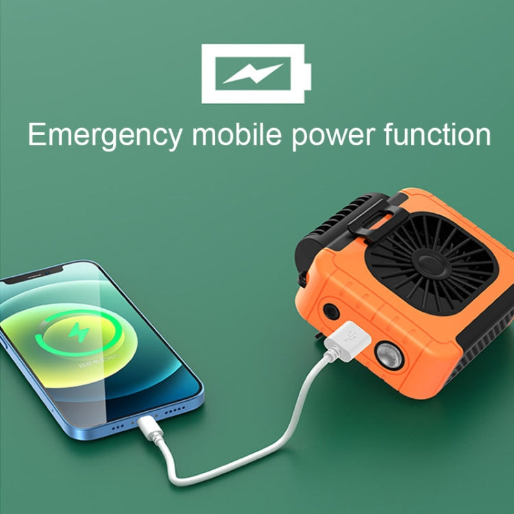 Outdoor Waist-Mounted Lighting Fan Multifunctional Bracket Hanging Neck Fan(Orange) - free shipping - PMC Jewellery - Order now!