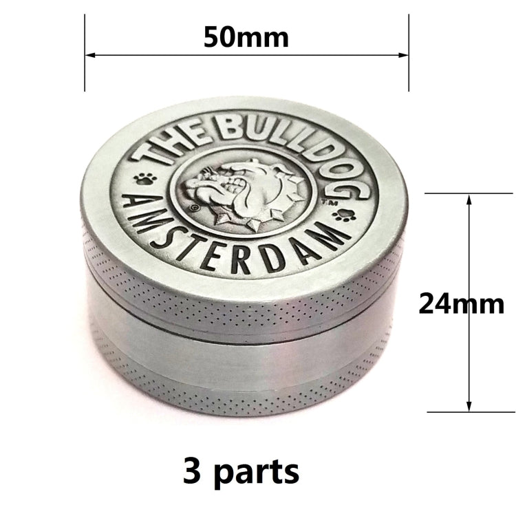 50mm  Bulldog Grinder Tobacco Herb Zinc Alloy Grinders, Spec: 3-layer Ancient Silver - Cigarette Box & Ashtrays by PMC TechLife | Online Shopping South Africa | PMC TechLife
