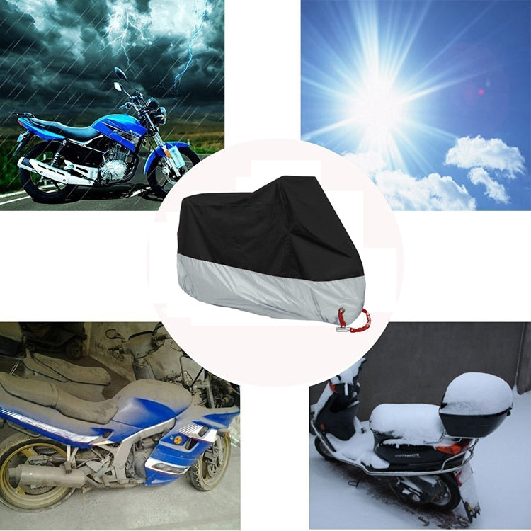 190T Motorcycle Rain Covers Dustproof Rain UV Resistant Dust Prevention Covers, Size: XXXXL(Black and Silver) - Protective Gear by PMC TechLife | Online Shopping South Africa | PMC TechLife | Buy Now Pay Later Mobicred