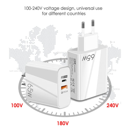 A502 65W USB-C/Type-C+USB Dual Port GaN Charger QC3.0 Laptop Universal Charger US Plug Black - USB Charger by PMC Jewellery | Online Shopping South Africa | PMC Jewellery | Buy Now Pay Later Mobicred