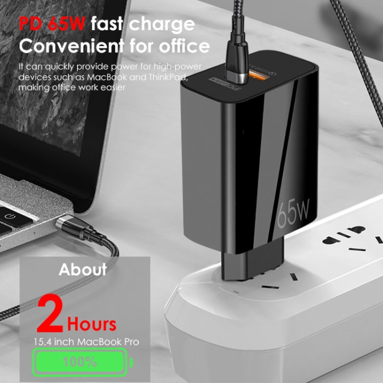 A502 65W USB-C/Type-C+USB Dual Port GaN Charger QC3.0 Laptop Universal Charger UK Plug White - free shipping - PMC Jewellery - Order now!