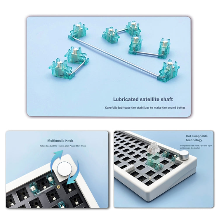 67 Keys Three-mode Customized DIY With Knob Mechanical Keyboard Kit Supports Hot Plug RGB Backlight, Color: Green - free shipping - PMC Jewellery - Order now!