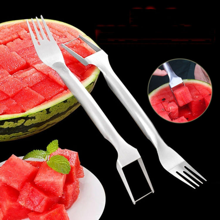 2 In 1 Watermelon Fork Slicer Stainless Steel  Kitchen Fruit Cutter - Cutter & Peeler by PMC Jewellery | Online Shopping South Africa | PMC Jewellery