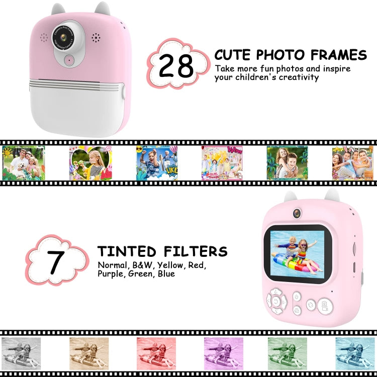 1200W Pixel  2.4 Inch Display Children Print Instant Camera 32G+Card Reader  Pink - Children Cameras by PMC Jewellery | Online Shopping South Africa | PMC Jewellery | Buy Now Pay Later Mobicred