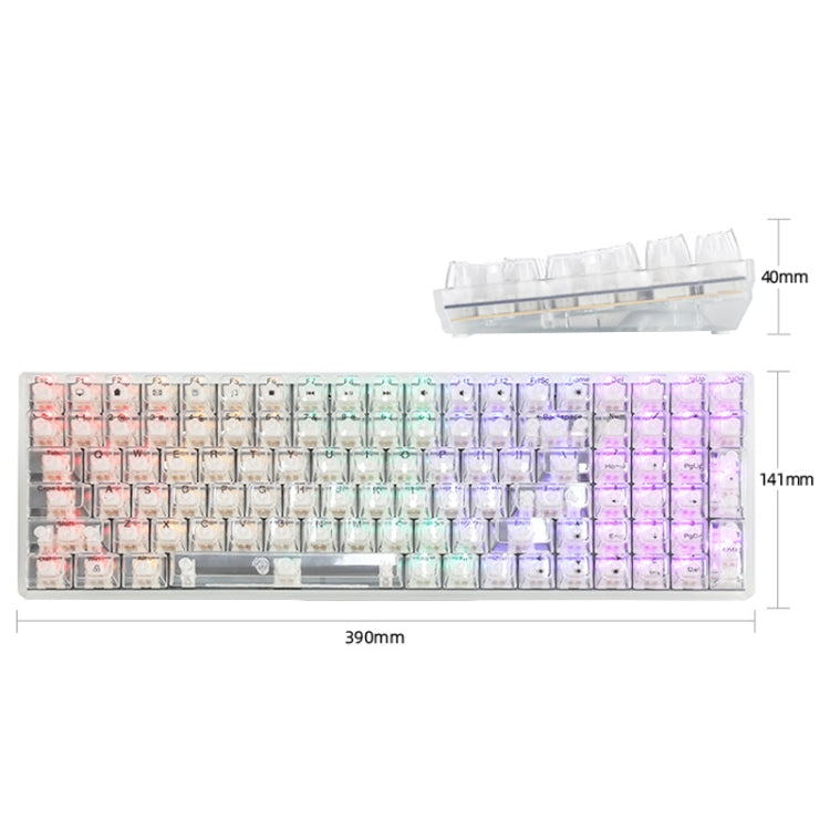 100 Keys Customized Gaming Wired Mechanical Keyboard Transparent Keycap Red Shaft (White) - free shipping - PMC Jewellery - Order now!