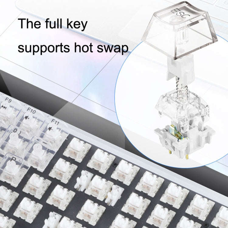 100 Keys Customized Gaming Wired Mechanical Keyboard Transparent Keycap Red Shaft (White) - free shipping - PMC Jewellery - Order now!