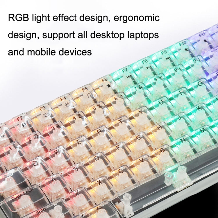 100 Keys Customized Gaming Wired Mechanical Keyboard Transparent Keycap Red Shaft (White) - free shipping - PMC Jewellery - Order now!