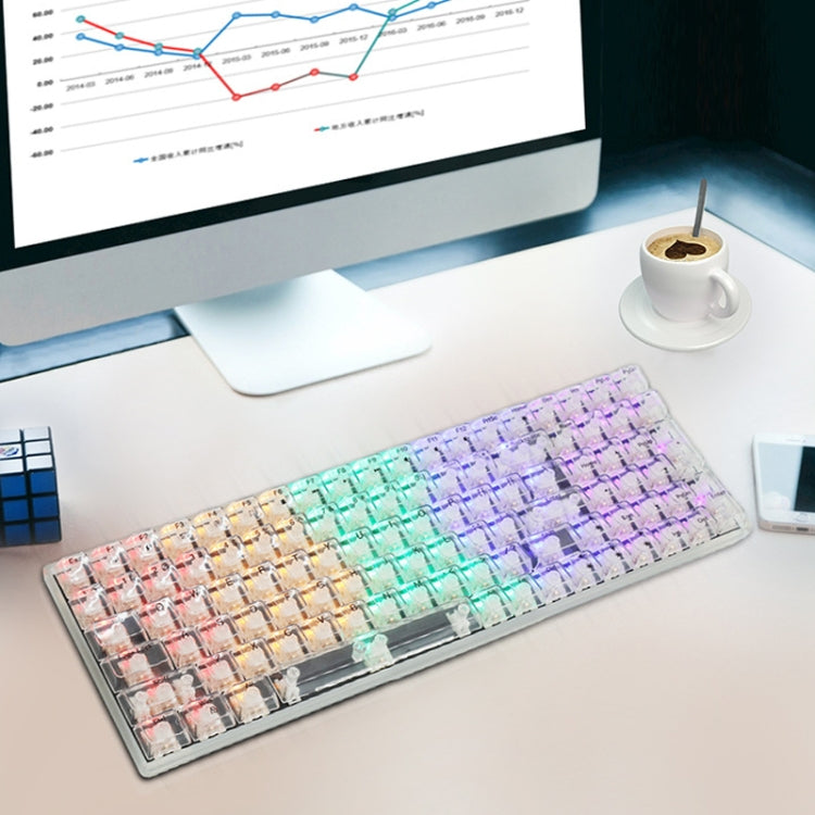 100 Keys Customized Gaming Wired Mechanical Keyboard Transparent Keycap Red Shaft (White) - free shipping - PMC Jewellery - Order now!