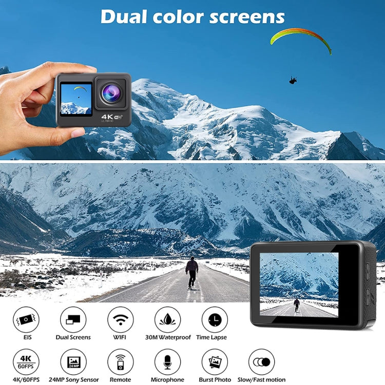 WIFI Color Dual-Screen HD 4K Anti-Shake Video Outdoor Waterproof Sports Camera(AT-Q60AR) - Other Camera by PMC Jewellery | Online Shopping South Africa | PMC Jewellery | Buy Now Pay Later Mobicred