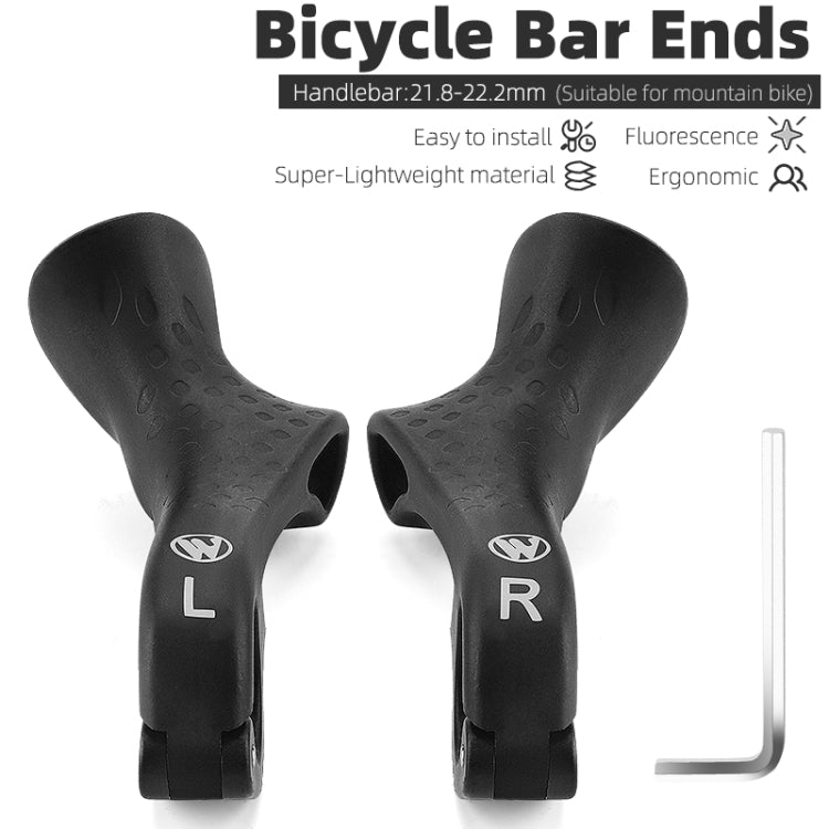 WEST BIKING Bike Cow Horns Fluorescent Deputy Handle Riding Equipment(Black) - Bicycle Grips by WEST BIKING | Online Shopping South Africa | PMc TechLife | Buy Now Pay Later Mobicred