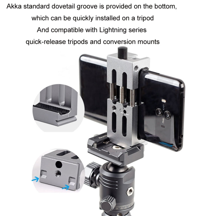 XILETU XJ-8 Aluminum Alloy Camera Head Tripod Mobile Phone Clip(Titanium) - Other Accessories by XILETU | Online Shopping South Africa | PMC TechLife | Buy Now Pay Later Mobicred