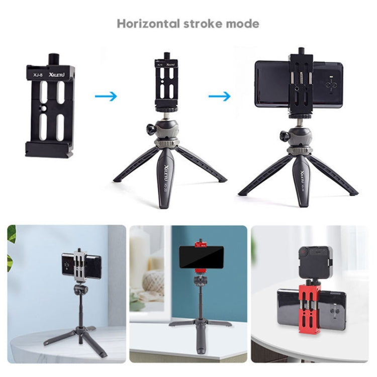 XILETU XJ-8 Aluminum Alloy Camera Head Tripod Mobile Phone Clip(Black) - Other Accessories by XILETU | Online Shopping South Africa | PMC TechLife | Buy Now Pay Later Mobicred
