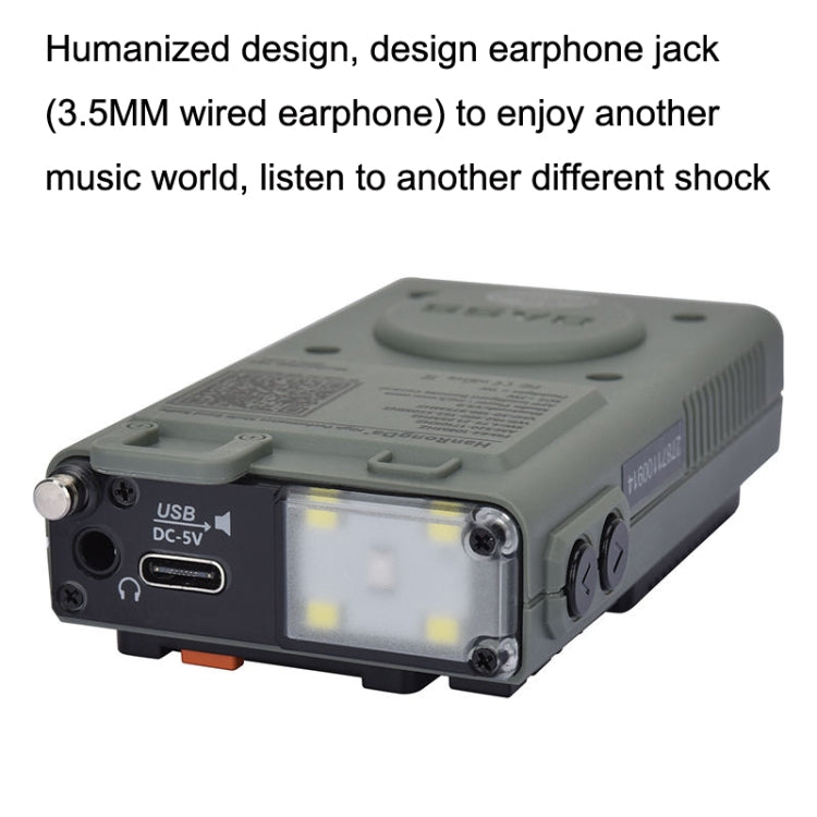 HanRongda HRD-787 High Performance Full Band Portable Bluetooth Card SOS Warning LED Lighting Radio(Green) - Radio Player by HanRongda | Online Shopping South Africa | PMC Jewellery | Buy Now Pay Later Mobicred