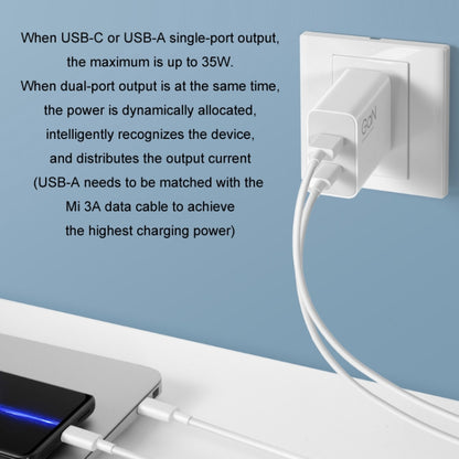 Original Xiaomi 35W USB-C+USB-A Fast Charge Portable Dual Port Charger, US Plug(White) - USB Charger by Xiaomi | Online Shopping South Africa | PMC Jewellery | Buy Now Pay Later Mobicred