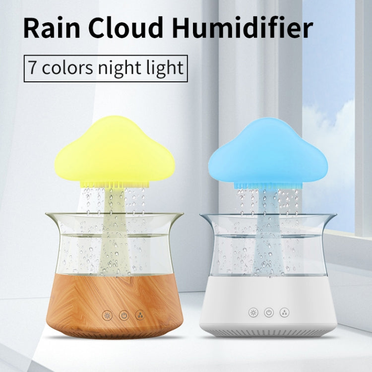 CH06 300ml Rain Humidifier Mushroom Cloud Colorful Night Lamp Aromatherapy Machine, Style: With Remote Controller(Light Wood Grain) - free shipping - PMC TechLife - Order now!