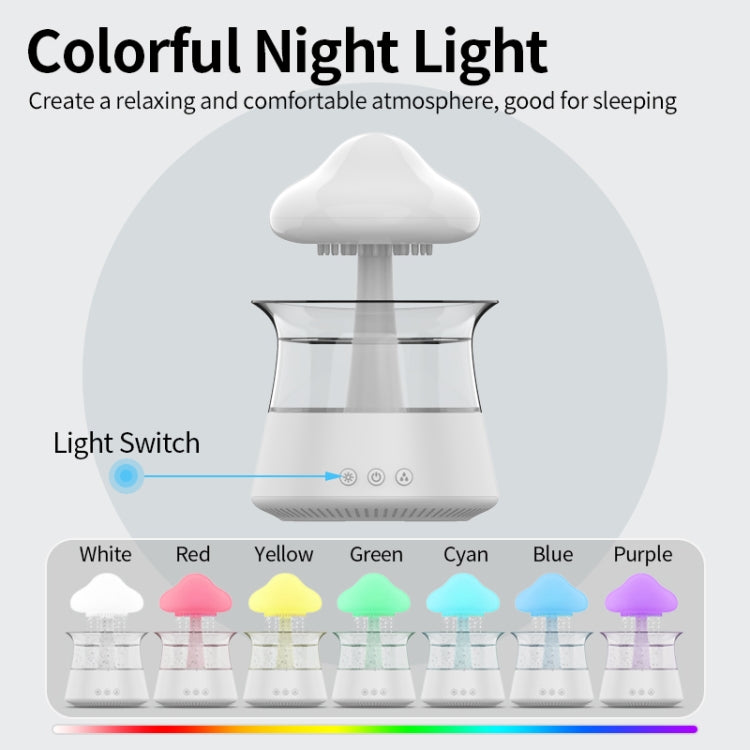 CH06 300ml Rain Humidifier Mushroom Cloud Colorful Night Lamp Aromatherapy Machine, Style: With Remote Controller(White) - free shipping - PMC TechLife - Order now!