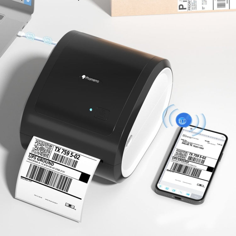 Phomemo D520-BT Bluetooth Thermal Shipping Label Printer Wireless Desktop Printer For Barcode Address Labels, Size: US(Black White) - free shipping - PMC TechLife - Order now!