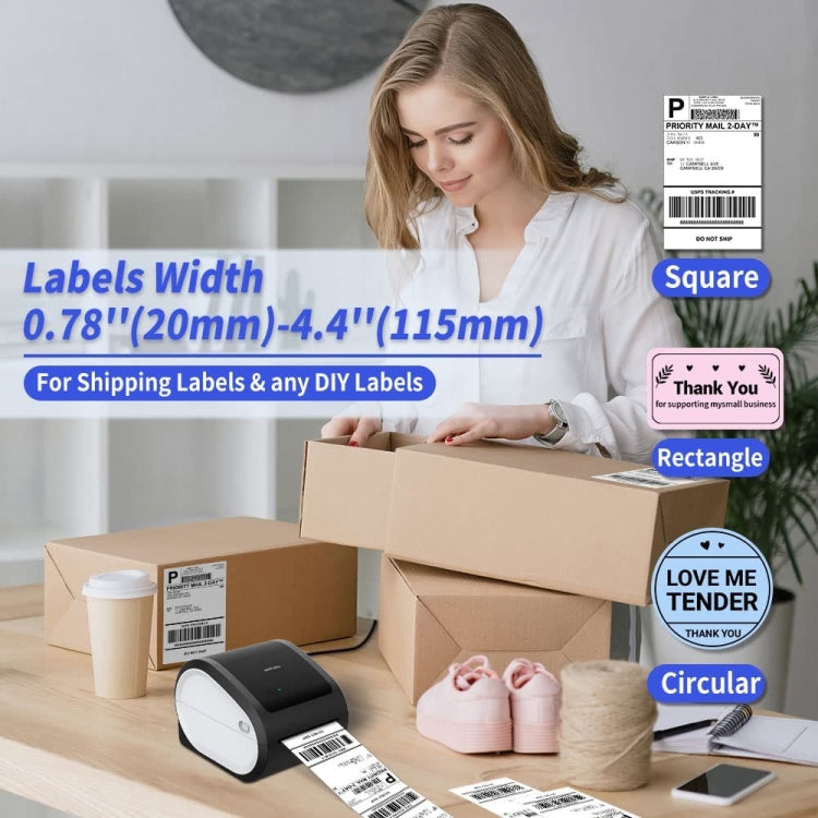 Phomemo D520-BT Bluetooth Thermal Shipping Label Printer Wireless Desktop Printer For Barcode Address Labels, Size: EU(Black White) - free shipping - PMC TechLife - Order now!