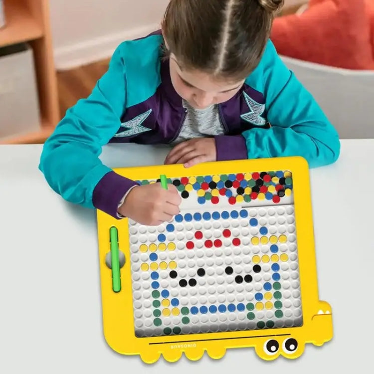 106 Beads Kids Magnetic Drawing Board Big Chess Children Creative Toys(Dinosaur Yellow) - Drawing Toys by PMC Jewellery | Online Shopping South Africa | PMC Jewellery | Buy Now Pay Later Mobicred