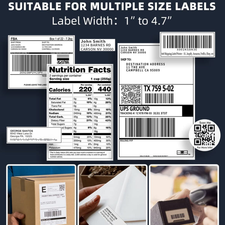 Phomemo PM241-BT Bluetooth Address Label Printer Thermal Shipping Package Label Maker, Size: US(Black White) - free shipping - PMC TechLife - Order now!