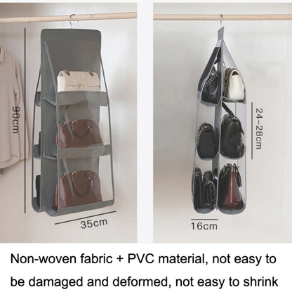 2pcs Double Sided Transparent Storage Bag Bedroom Wardrobe Storage Dustproof Hanging Bag Black 8 Grid - Storage Bags by PMC Jewellery | Online Shopping South Africa | PMC Jewellery
