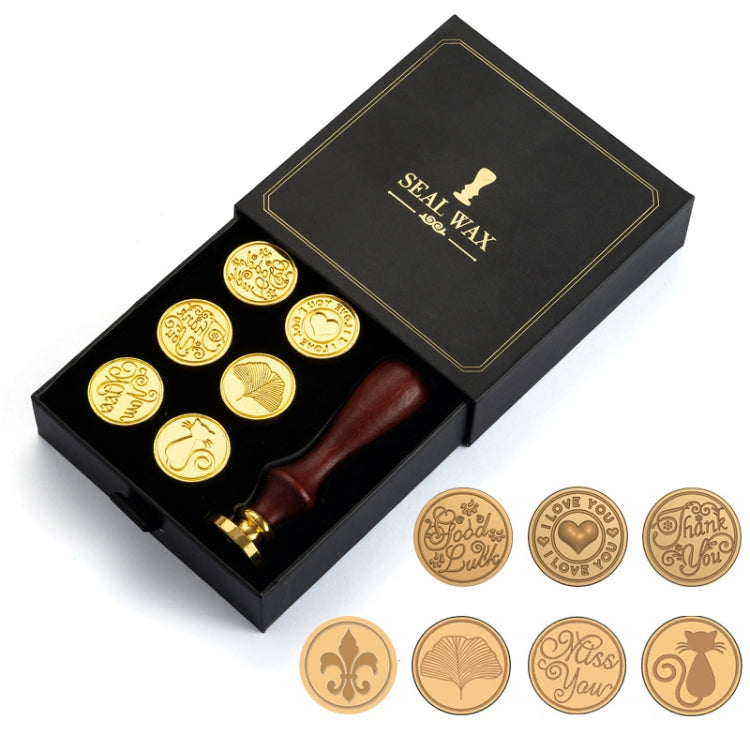 Gift Box Fire Paint Stamp Set Retro Handbook Material Accessories DIY Book Material(Black Box Love) - Gadgets by PMC TechLife | Online Shopping South Africa | PMC TechLife
