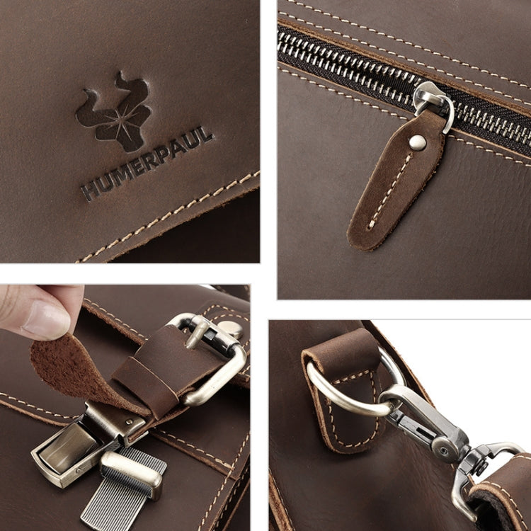 HUMERPAUL Leather Crossbody Bag Men Retro Shoulder Bag Commuter Men Small Square Bag(Coffee) - free shipping - PMC TechLife - Order now!