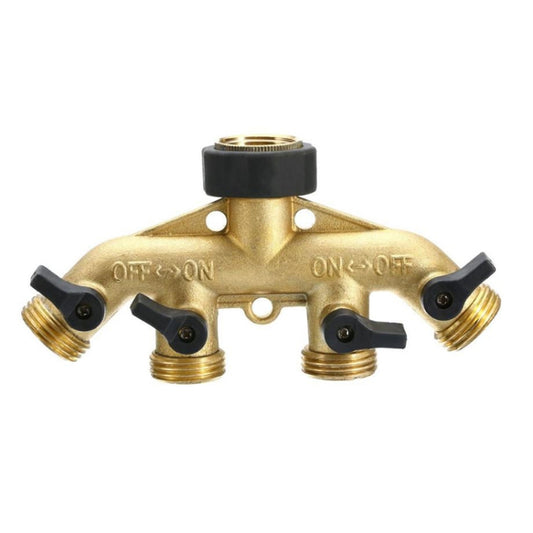 Garden Watering Agricultural Irrigation Family Car Wash Faucet Copper 4-way Ball Valve Water Divider(European Thread) - Watering & Irrigation by PMC Jewellery | Online Shopping South Africa | PMC Jewellery