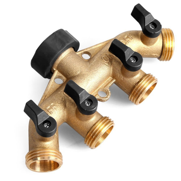 Garden Watering Agricultural Irrigation Family Car Wash Faucet Copper 4-way Ball Valve Water Divider(European Thread) - Watering & Irrigation by PMC Jewellery | Online Shopping South Africa | PMC Jewellery