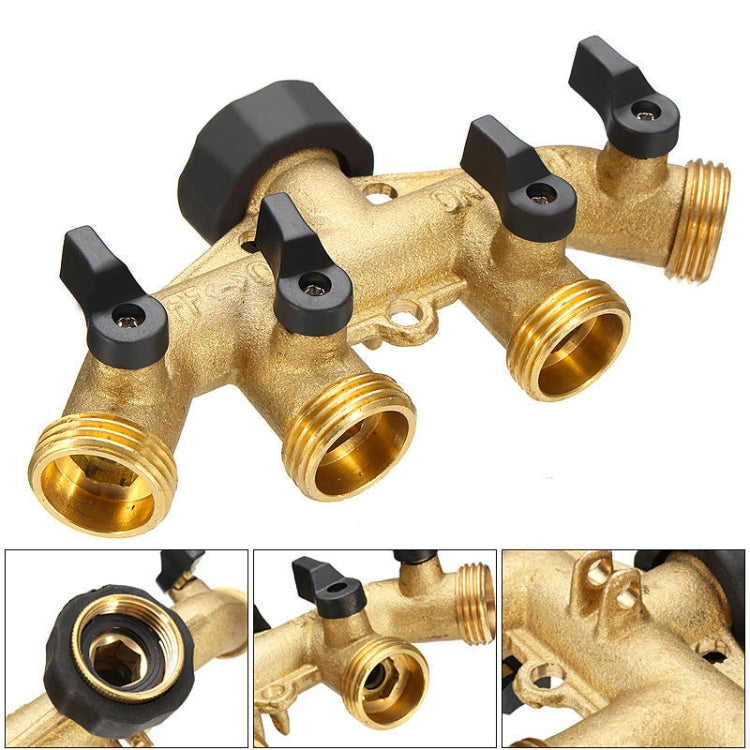 Garden Watering Agricultural Irrigation Family Car Wash Faucet Copper 4-way Ball Valve Water Divider(American Thread) - free shipping - PMc TechLife - Order now!