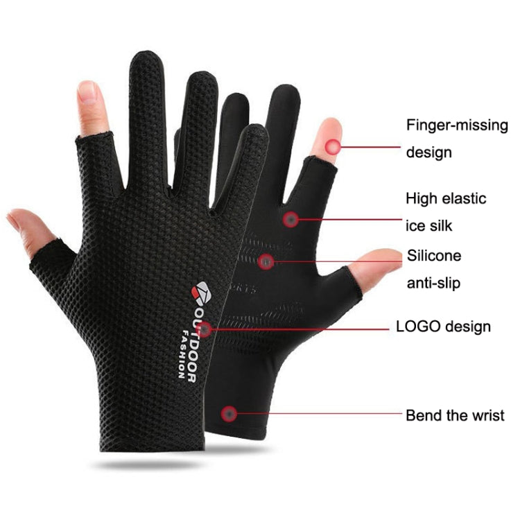 Cycling Thin Sunscreen UV Protection Mesh Breathable Ice Silk Two-finger Gloves(Black) - Cycling Gloves by PMC TechLife | Online Shopping South Africa | PMC TechLife