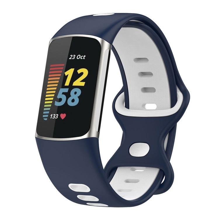 For Fitbit Charge 5 Smart Watch Sports Waterproof Two-Color Silicone Band(Blue White) - Watch Bands by PMC TechLife | Online Shopping South Africa | PMC TechLife | Buy Now Pay Later Mobicred