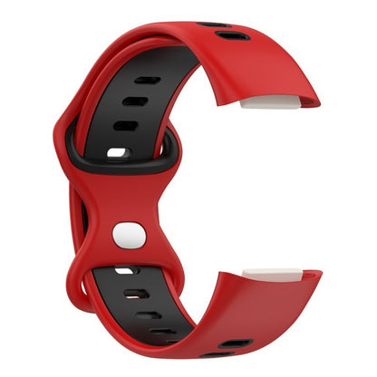 For Fitbit Charge 5 Smart Watch Sports Waterproof Two-Color Silicone Band(Red Black) - Watch Bands by PMC Jewellery | Online Shopping South Africa | PMC Jewellery | Buy Now Pay Later Mobicred