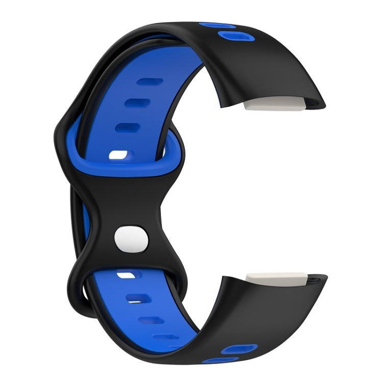 For Fitbit Charge 5 Smart Watch Sports Waterproof Two-Color Silicone Band(Black Blue) - Watch Bands by PMC Jewellery | Online Shopping South Africa | PMC Jewellery | Buy Now Pay Later Mobicred