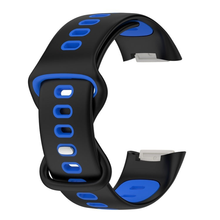 For Fitbit Charge 5 Smart Watch Sports Waterproof Two-Color Silicone Band(Black Blue) - Watch Bands by PMC TechLife | Online Shopping South Africa | PMC TechLife | Buy Now Pay Later Mobicred