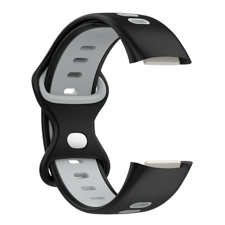For Fitbit Charge 5 Smart Watch Sports Waterproof Two-Color Silicone Band(Black Gray) - Watch Bands by PMC TechLife | Online Shopping South Africa | PMC TechLife | Buy Now Pay Later Mobicred